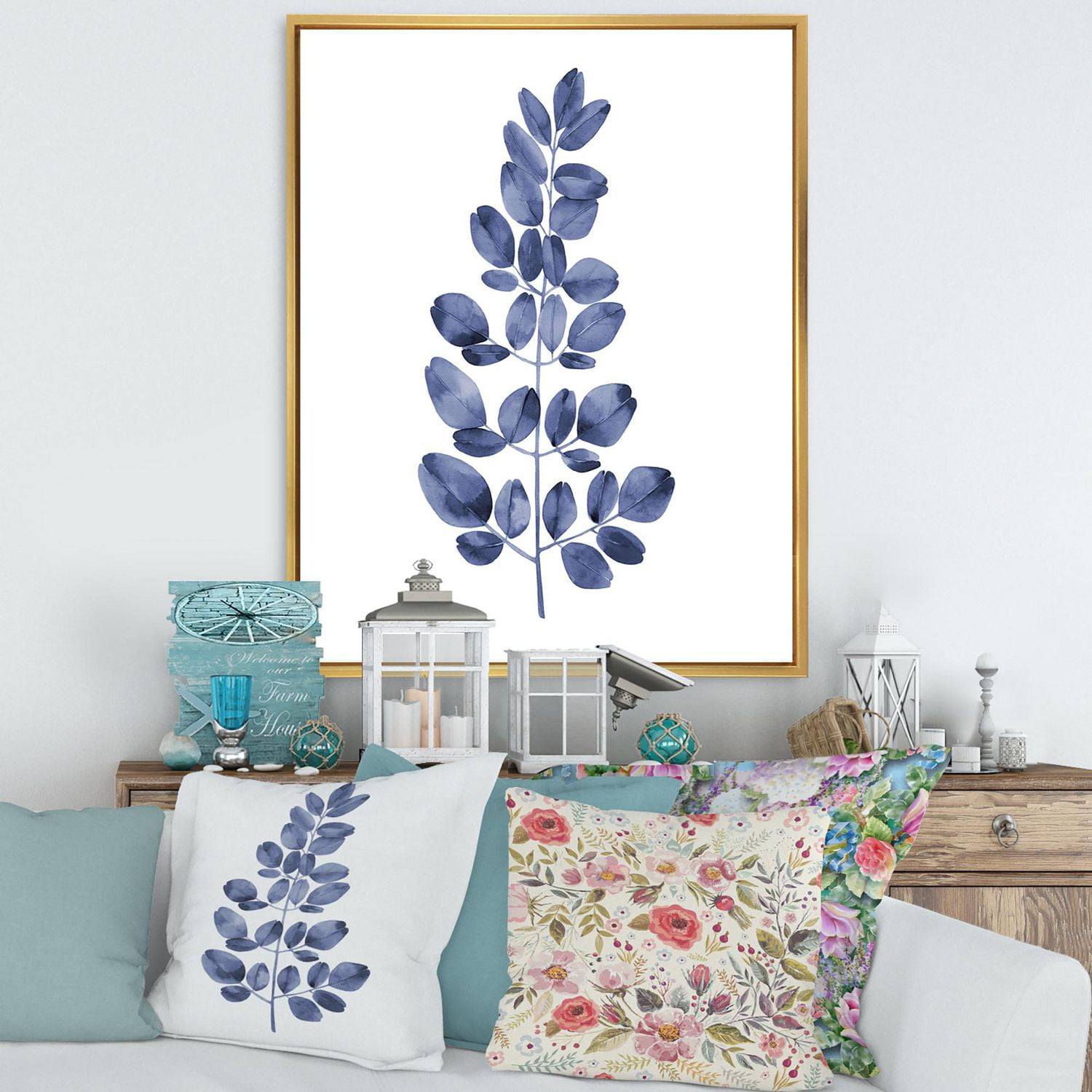 Designart Eucalyptus bleu marine II ART MURAL À CADRE FLOTTÉ