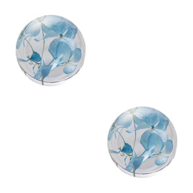 Thinsony Flower Crystal Ball Beautiful Addition To Any Room Decorative Dreamball Resin Gift Crystal Ball With Flower Hydrangea blue 8cm 2Set