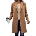 thumbnail image 2 of WRKEKC Coats for Women Long Sleeve Solid Color Button Multi Pocket Wool Blend Long Jacket Top for Daily Appeal and Functional Design, 2 of 5