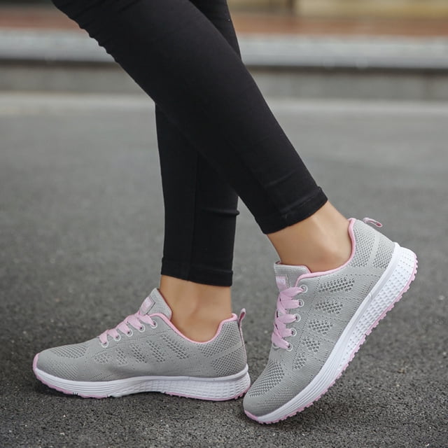 XIAQUJ Chaussures Croisées Course Décontractées Chaussures Rondes Femmes en Maille à Brides Mode Plates Chaussures Décontractées pour Femmes Espadrilles Mode pour Femmes Gris 7.5(40)