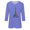 thumbnail image 4 of Pompotops T-shirt Ample Imprimé pour Femme Blouse à Manches 3/4 Col Rond Hauts Décontractés Liquidation, 4 of 4