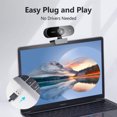 thumbnail image 4 of RONY Caméra Web HD 1080P avec Microphone - Caméra Web d'Ordinateur de Diffusion à Réduction de Bruit pour Ordinateur de Bureau Portable PC - Caméra USB à Mise au Point Automatique pour Appels Vidéo Zoom Réunion, 4 of 9