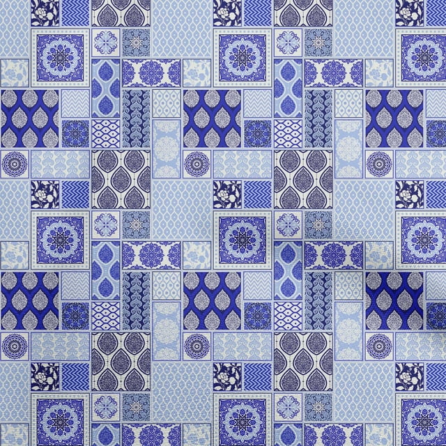 oneOone Cotton Cambric Dark Blue Fabric Patchwork Fabric For Sewing Printed Craft Fabric By The Yard 56 Inch Wide-R0
