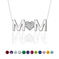thumbnail image 1 of JeenMata MOM Pendant Necklace - Moissanite - April Birthstone in 18K White Gold over Silver, 1 of 9