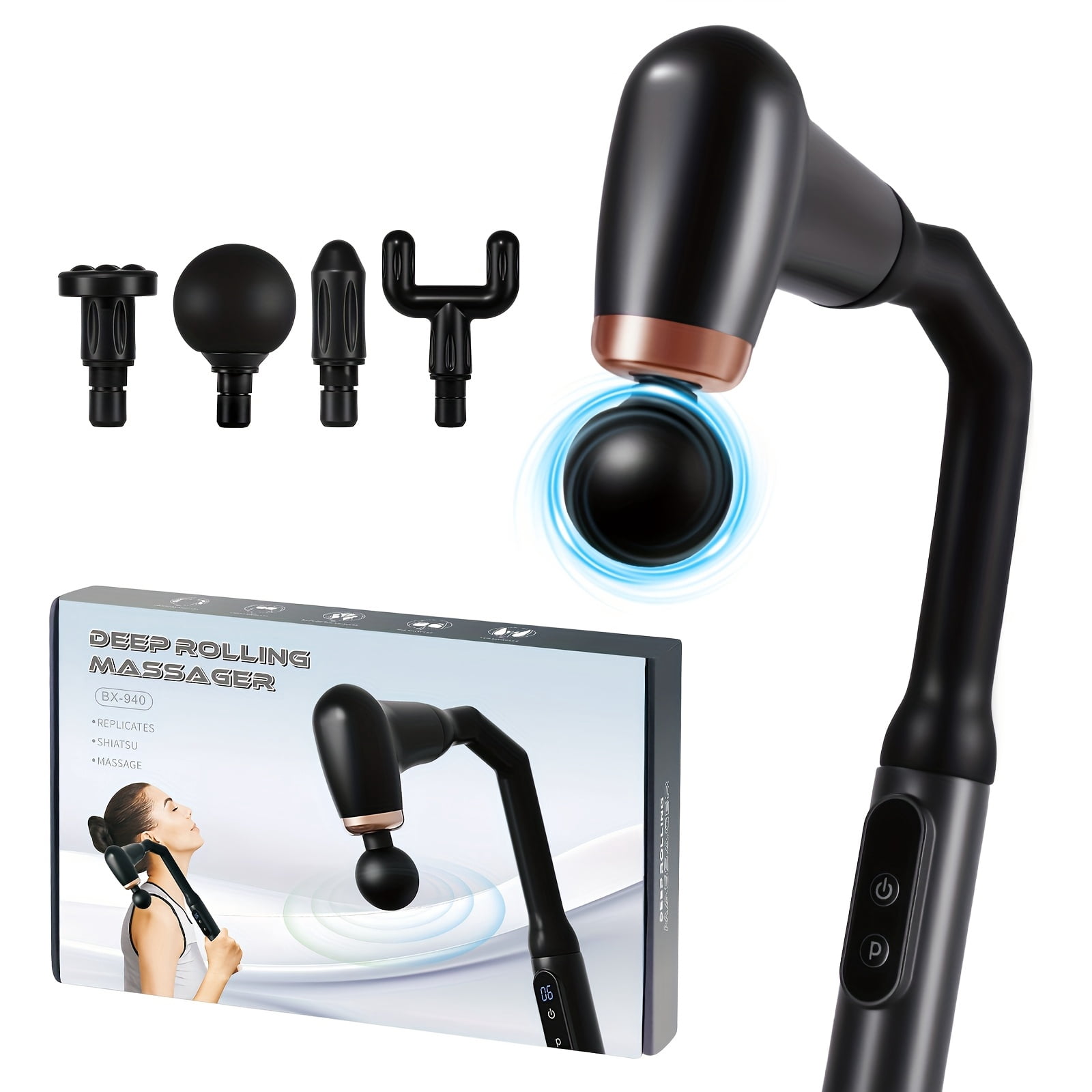 LEEYNEER Massage Gun Deep Tissue With Extended Handle Revolutionary U-Shaped Back Massager Body Massager For Neck  Shoulder  Leg