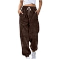 thumbnail image 1 of BLVB Womens Winter Fleece Sweatpants Drawstring Waist Joggers Pants Thick Thermal Comfy Lounge Trousers with Pockets, 1 of 5