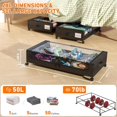 thumbnail image 4 of Under Bed Storage with Wheels, 2 Pack Under Bed Storage Containers with Clear Lids, XXL 65L Under Bed Storage Organizer, Rolling Under Bed Metal Drawer for Blanket, Clot, 4 of 6