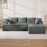 GAZHOME Cloud Sectional Couch with L Shaped Chaise, 96.8" Modern Modular Sofa with 5 Pillows, Boneless Corduroy Upholstered Deep Seat Couches for Living Room Bedroom, Dark Grey, Right