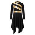 thumbnail image 3 of RUNQHUI Robe de Danse pour Filles Enfants Patchwork Métallique Ourlet Asymétrique Culte Église Noir 14, 3 of 7