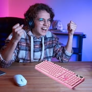 Wuztai Gaming Keyboard, USB Wired Floating Mechanical Feel Keyboard, Ergonomic Ultra-Slim RGB Backlit Keyboard For PC Desktop Computer Laptop