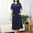 thumbnail image 2 of Chemise de Nuit pour Femmes, Robe de Nuit Décontractée à Manches Courtes avec Col Rabattu, Robe de Sommeil Douce pour la Maison, le Salon et le Lit, 2 of 9