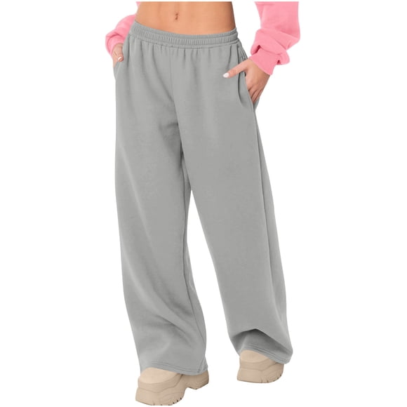 ohmzyzo Wide Leg Sweatpants Women Baggy Elastic High Waisted Straight Leg Sweat Pants Workout Athletic Joggers with Pockets