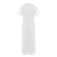 thumbnail image 4 of Kvysinly Kids Flower Girls Sparkly Wide Leg Jumpsuits Rhinestone Round Collar Short Sleeve Rompers Pants White 12, 4 of 5