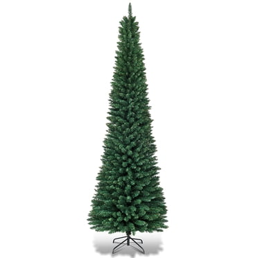 Costway 7Ft PVC Artificial Pencil Christmas Tree Slim w/ Stand Home Decor Green
