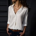 thumbnail image 1 of Pntutb Grande Taille Liquidation! Blouses en Chiffon à Manches Longues Col en V Col Rabattu Couleur Unie Été Décontracté, 1 of 6