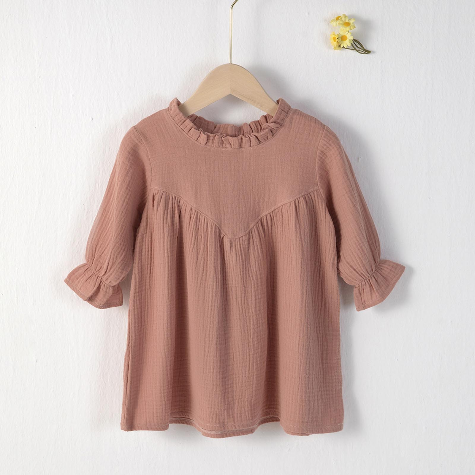 LOVZFMLL Jupe Princesse pour Filles d'Été à Manches Courtes, à Volants, Col Rond, en Dentelle Brodée, en Maille, avec Nœud