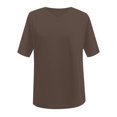 thumbnail image 5 of WEIYLL Women's T Shirts Ladies Basic Solid Color V Neck Short Sleeve Coffee Tees Sizes S, 5 of 5