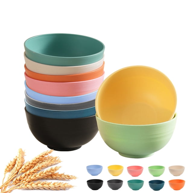 Grain Bowl 1Pcs 14.9x7.5cm Large Plastic Cereal Bowl Microwave and Dishwasher Safe Stackable Straw Fiber Bowls for Soups Oatmeal Pasta and Ice Cream JASKFLY