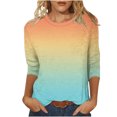 thumbnail image 1 of VSSSJ Hauts à Manches 3/4 pour Femmes Décontractés Tendance à Imprimé Dégradé Manches Raglan Col Ras du Cou Coupe Décontractée Tunique T-Shirt Respirant Jaune TTG, 1 of 4