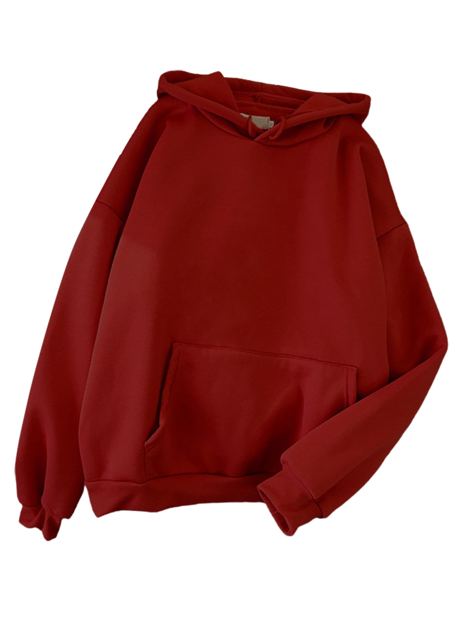 Innerwin Chandails à Capuche en Molleton pour Femmes Chandail en Molleton Sport Couleur Unie Coupe Ample Hauts à Capuche Rouge Vin P