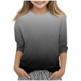 thumbnail image 2 of MKOSPLRT Hauts à Manches 3/4 pour Filles Col Rond T-Shirts Décontractés Tuniques Dégradées Mode T-Shirts Doux pour Sortir Blouses Confortables en Liquidation, 2 of 5