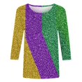 thumbnail image 4 of Penkiiy 2024 Chemise Manches 3/4 Mardi Gras Blouse Fantaisie pour Femmes Tunique à Imprimé Masque de Carnaval Fête à Thème Col Rond T-Shirt L Multicolore, 4 of 5