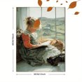 thumbnail image 3 of Vintage Girl Reading With Cat Canvas Wall Art 15.75x11.81 Inches, 3 of 8