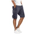 thumbnail image 1 of Styesk Mens Shorts Man Solid-Color Loose Casual Multi-Pocket Drawstring Workwear Half Shorts Pants, 1 of 5