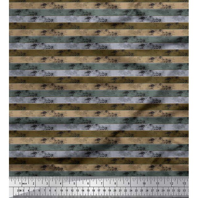 Soimoi Rayon Fabric Check & Horizontal Stripe Print Fabric by The Yard 42 Inch Wide