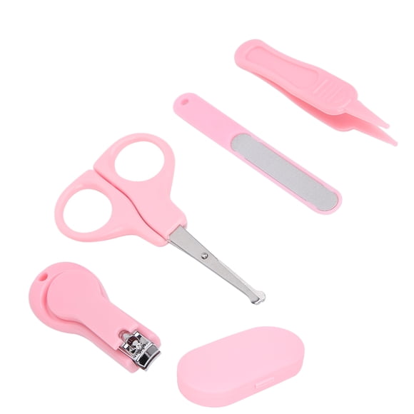 Coupe-ongles pour Bébé, Kit d'Ongles pour Bébé à Finition Givrée Fine, Tout à Fait Sécuritaire, 4 Pcs, Manche en ABS en Acier Inoxydable Précis pour la Famille, pour Nouveau-Né, Bleu, Rose
