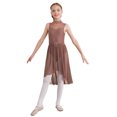 thumbnail image 1 of RUNQHUI Robe de Danse Lyrique Ballet Strass pour Filles Patinage Artistique Sans Manches Justaucorps Jazz Latin Danse Moderne Marron 8, 1 of 7