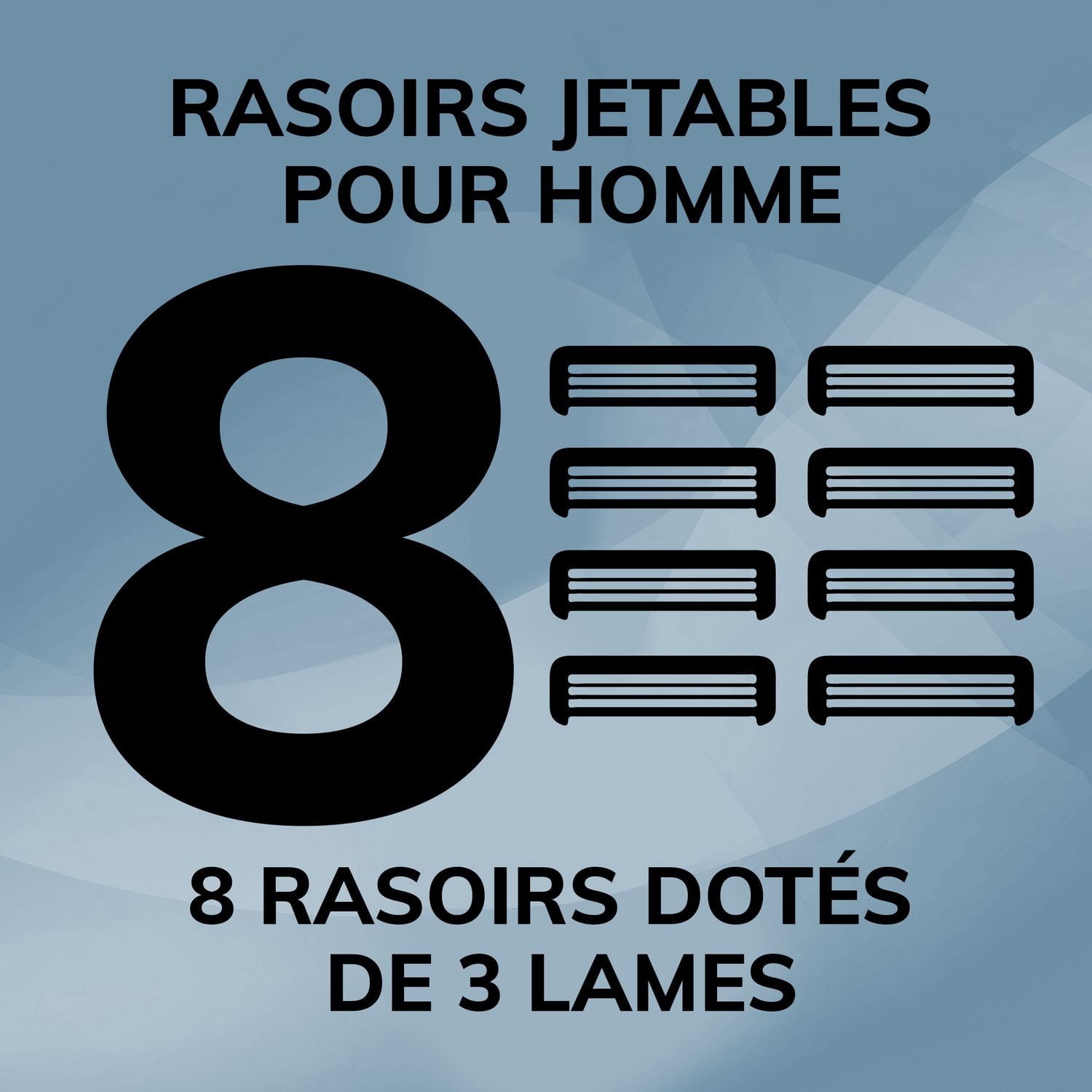 Rasoirs jetables pour hommes BIC Flex 3 Titanium, des rasoirs parfaits pour un rasage lisse et confortable, rasoirs 3 lames, paquet de 8.