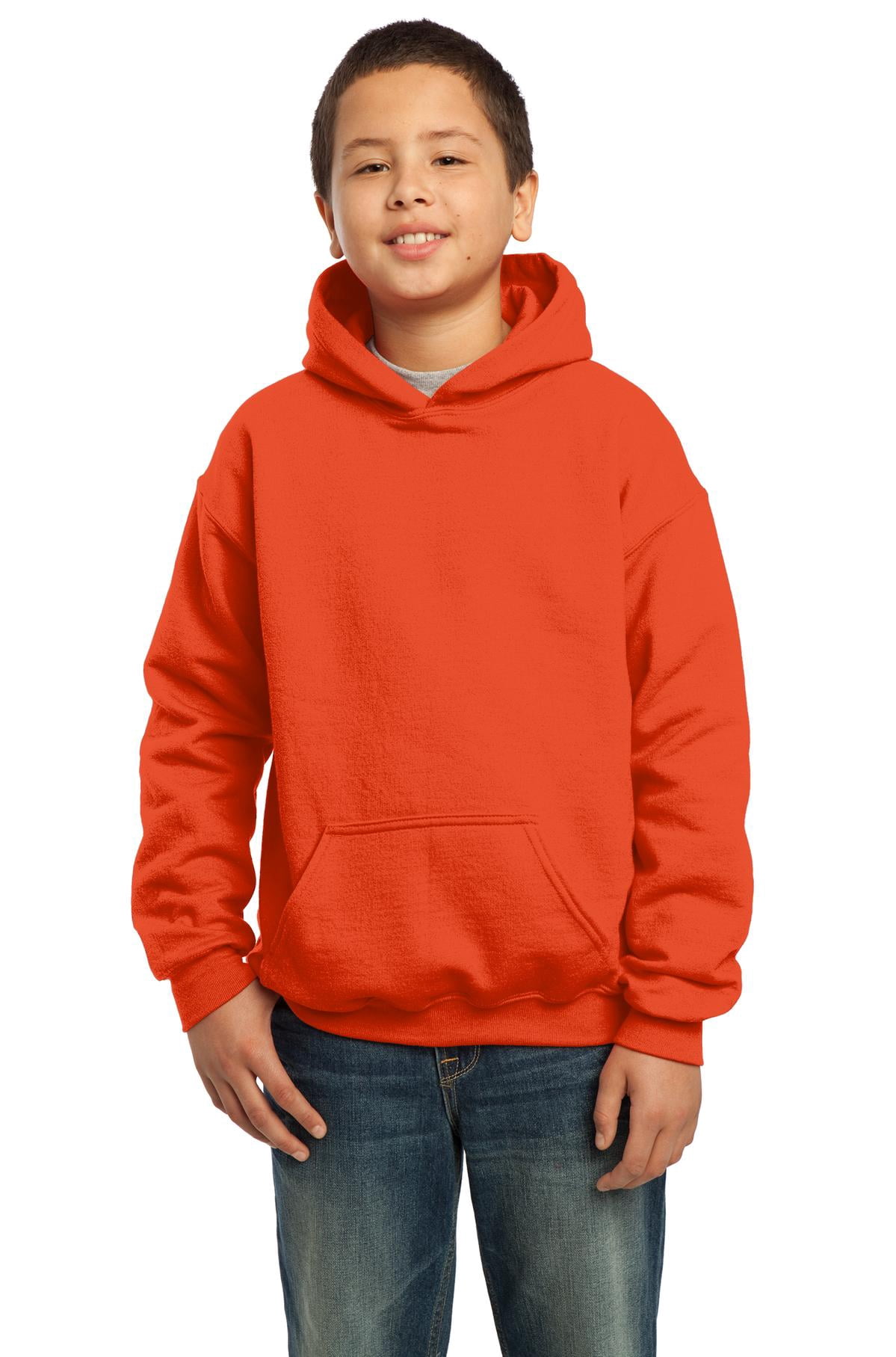 Gildan Boys Long Sleeve Front Pouch Pocket Hooded Sweatshirt. 18500B