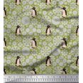 thumbnail image 1 of Soimoi Crepe Silk Fabric Floral & Penguin Ocean Decor Fabric Printed Yard 42 Inch Wide, 1 of 3