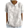 thumbnail image 1 of Chemise en Lin Élégante à Col Rond Imprimée Vintage Décontractée T-Shirt Compression Manches Mi-Longues pour Femmes, 1 of 4