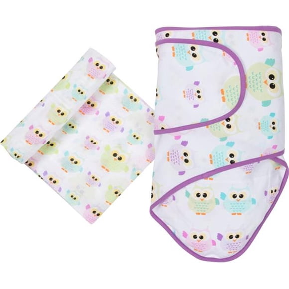 MiracleWare 4643 Owls Ensemble Couverture et Emmaillotage en Mousseline