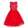 thumbnail image 1 of Flower Girl Dress Red Sequin Mesh Red Holiday Dress 4 Years, 1 of 6