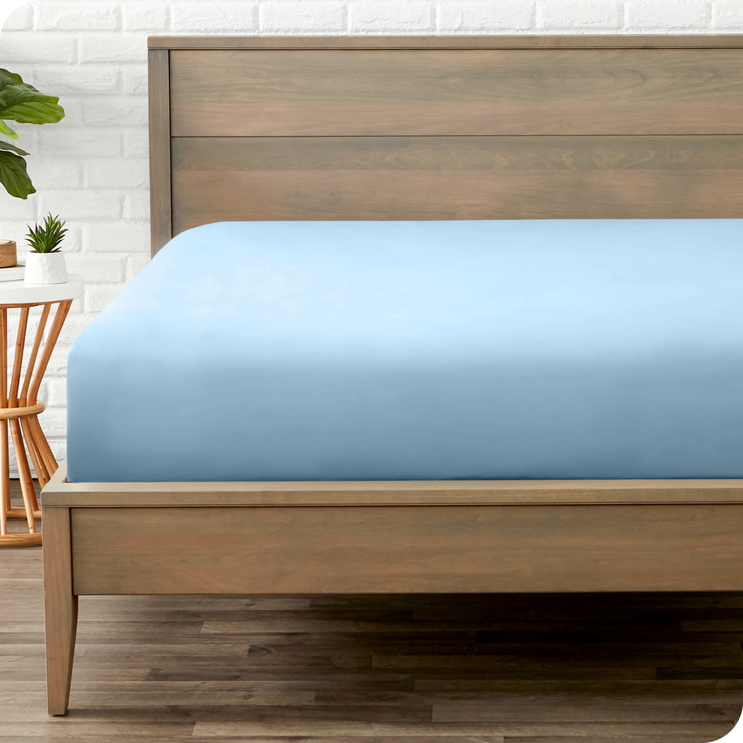 Bare Home Fitted Sheet - Premium 1800 Collection - Deep Pocket - Ultra-Soft Wrinkle Resistant - Queen, Light Blue
