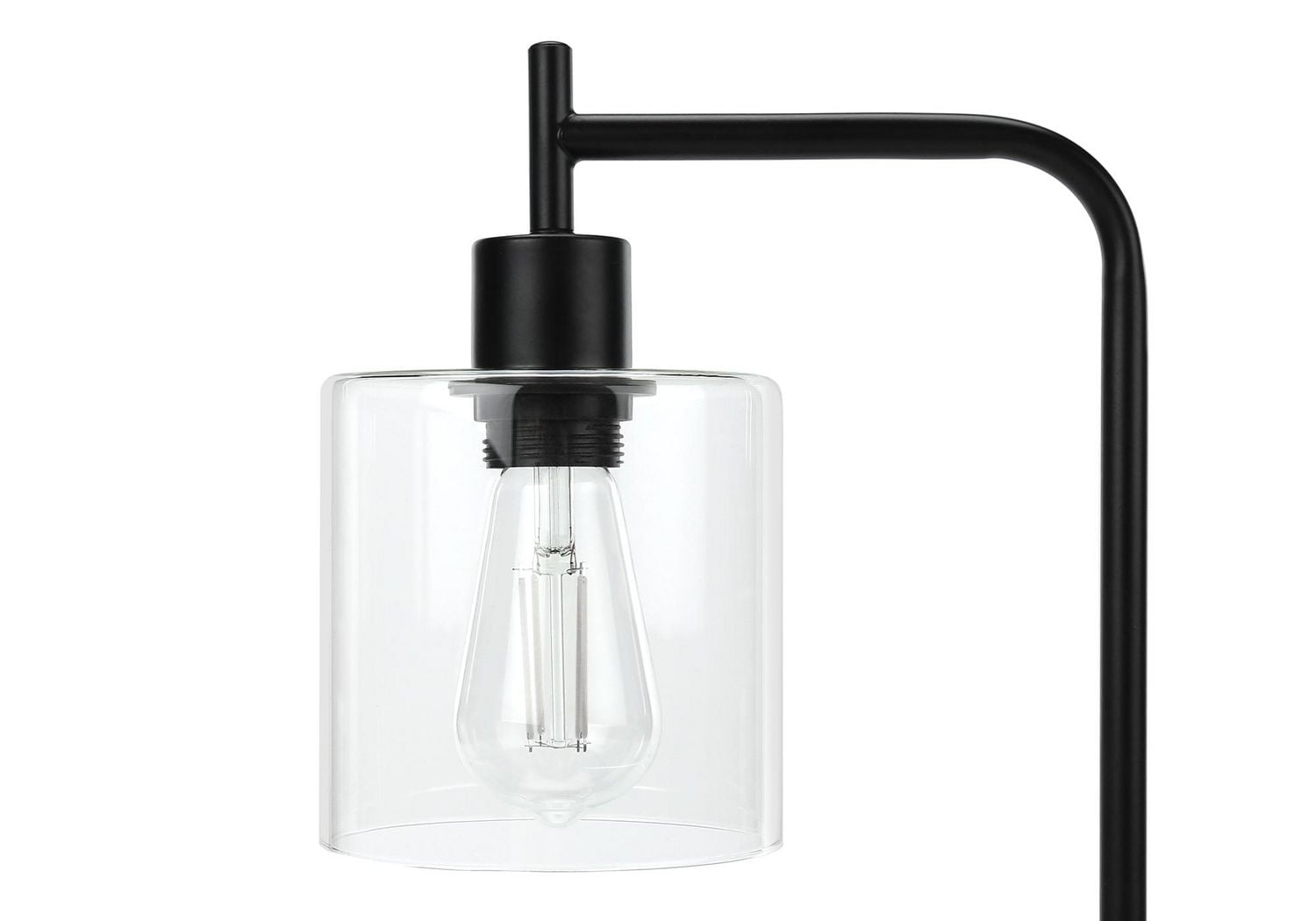 Monarch Specialties  Luminaire, 20"h, Lampe De Table, Port Usb Inclus, Béton Noir, Ombre De Verre, Moderne