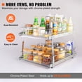 thumbnail image 4 of KFFKFF Dual Layer 16"W x 21"D Sliding Cabinet Arranger, Robust Slide Out Pantry Racks, Steel with Chrome Finish Roll Out Compartments, Glide Out Storage for Kitchen Cabinet, Bathroom, Beneath Sink, 4 of 9
