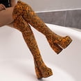thumbnail image 1 of Cameland Bottes Cuissardes d'Hiver pour Femmes à Plateforme Serpentine Patchwork à Talon Ultra Haut, 1 of 7