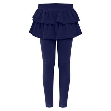 VOAVEKE Jupes Décontractées pour Filles, Jupes d'Été pour Enfants en Liquidation, Leggings pour Filles Pantalons pour Tout-Petites Pantalons d'Uniforme Scolaire Jupe-Legging Chaude et Extensible pour Filles Bleu Marine 1-2 Ans