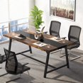 thumbnail image 3 of Vintage Wooden Conference Table, 6FT Rectangle Office Executive Desk with Strong Metal Frame for 6 People, 3 of 5