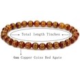 thumbnail image 2 of Pièces de Cuivre Naturelles Pierre Précieuse d'Agate Rouge Perles Rondes 6 mm Bracelet Extensible 7 Pouces Unisexe, 2 of 5