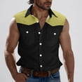 thumbnail image 2 of Sentmoon Men's Tank Shirts Summer Sleeveless Lapel Mens Undershirts Color Block with Pockets Loose Fit Oversized Compression Mens Tank Tops Workout Hawaii for Summer Beach Days Yellow XL, 2 of 6