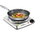 thumbnail image 1 of LIVINGbasics Countertop Hot Plates Single Burner, 1000W Electric Stove with 5 Level Temperature Control, Silver, 1 of 7