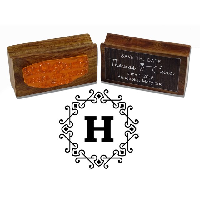 Printtoo Octagon Celtic Swirl Frame Letter H Monogram Wood Mounted Rubber Stamp Office Stationary