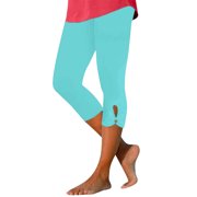 Ketyyh-chn99 Women's Leggings Lounge Pants Women Ladies Casual Comfort Printed Stretch High Waist Cropped Pants Resort Style Beach Leggings Light Blue,XL