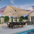 thumbnail image 2 of PURPLE LEAF 10 x 13FT Deluxe Rectangular Patio Umbrella with Base, Large Offset Cantilever Umbrella with 360° Rotation, Beige, 2 of 15