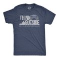 thumbnail image 1 of T-shirt Graphique Vintage pour Hommes « Think Outside No Box Necessary » Randonnée Camping (Bleu Marine Chiné) - TG, 1 of 3